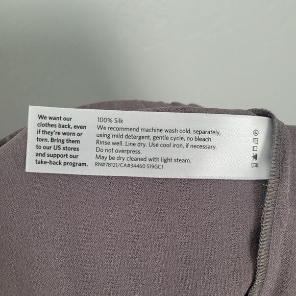 Eileen Fisher Size M Silk Georgette Crepe Pants Pull On Straight Leg Purple - Picture 11 of 12